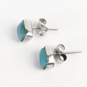 Larimar rectangle stud earrings
