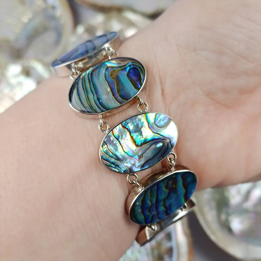 abalone shell bracelet in sterling silver