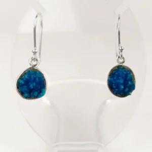 cavansite circular earrings in natural form