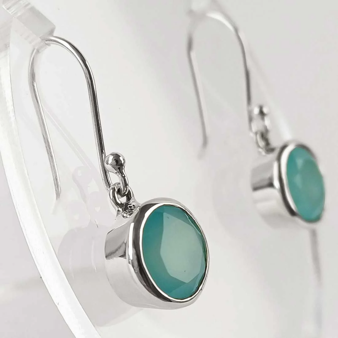 round chalcedony earrings