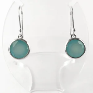 chalcedony round earrings in silver