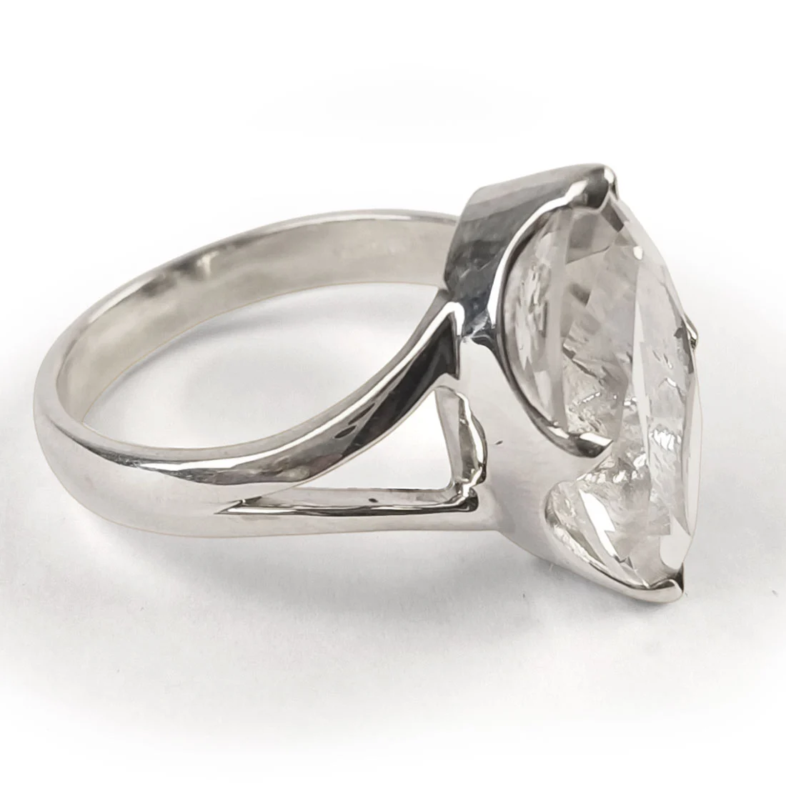 clear quartz ring in sterling silver