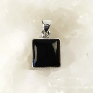 Black Tourmaline Square Pendant – 925 Sterling Silver