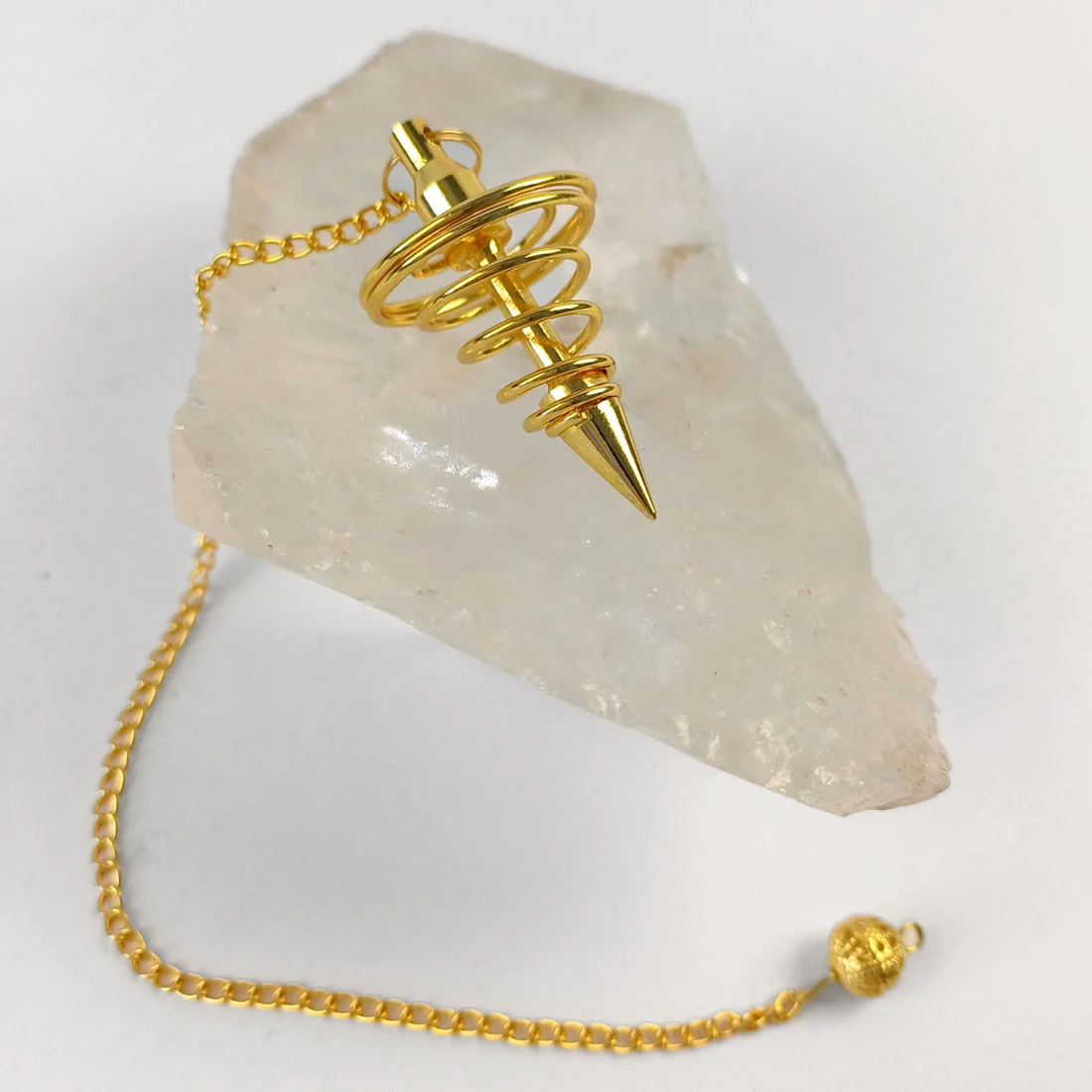 Golden Finish Spiral Pendulum with chain