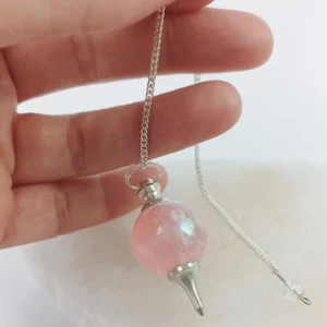 Rose Quartz Sphere Pendulum with chain