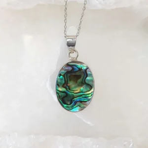 Abalone Shell Oval Pendant – 925 Sterling Silver