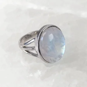 Rainbow Moonstone Ring – 925 Sterling Silver