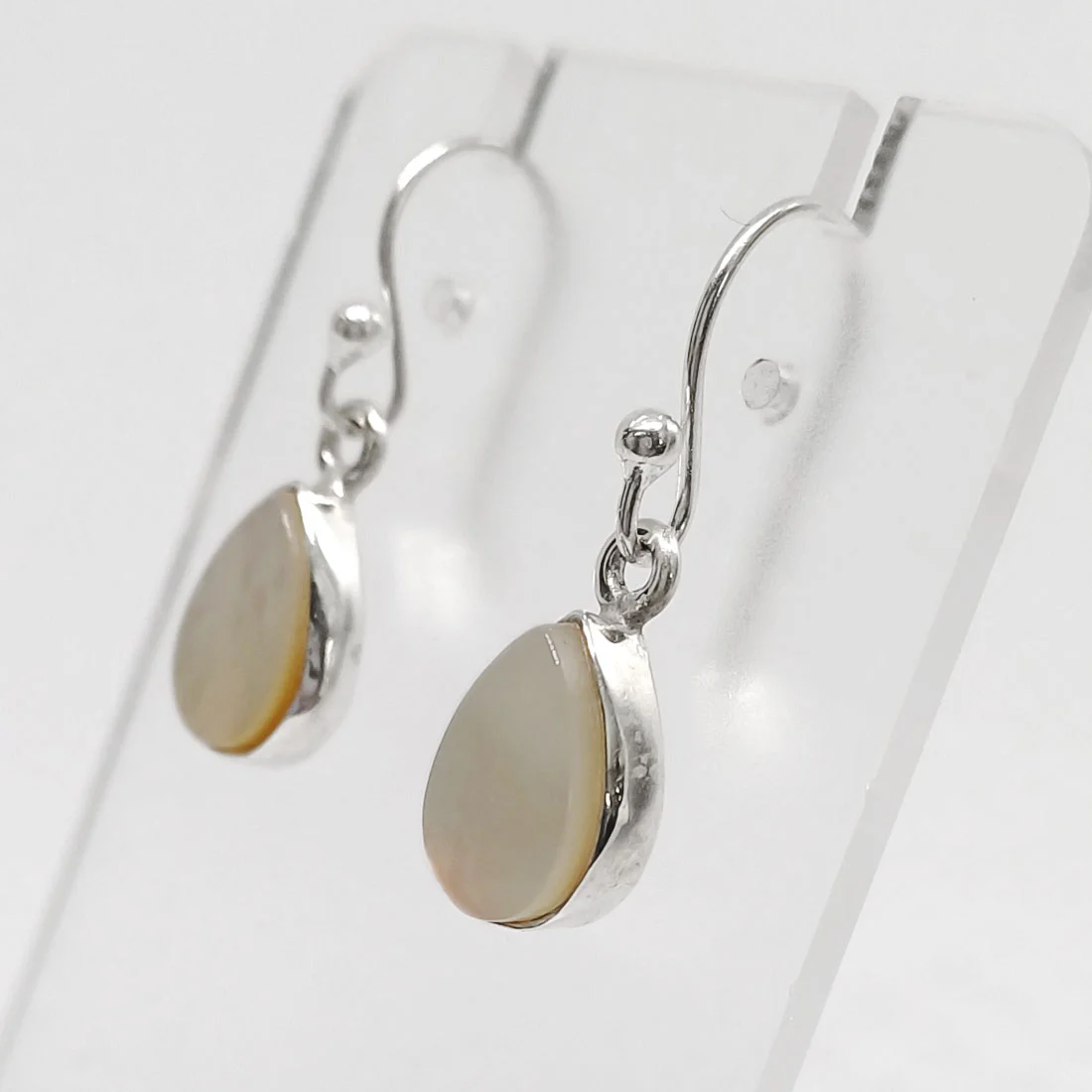 White Shell Drop Earrings – 925 Sterling Silver