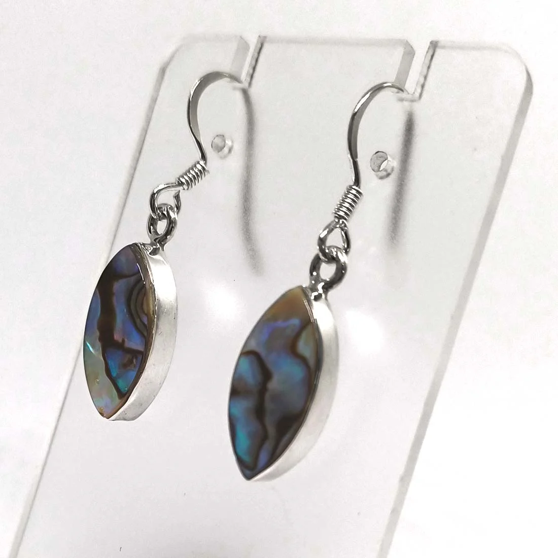 Abalone Shell pointed oval earrings in 925 sterling silver