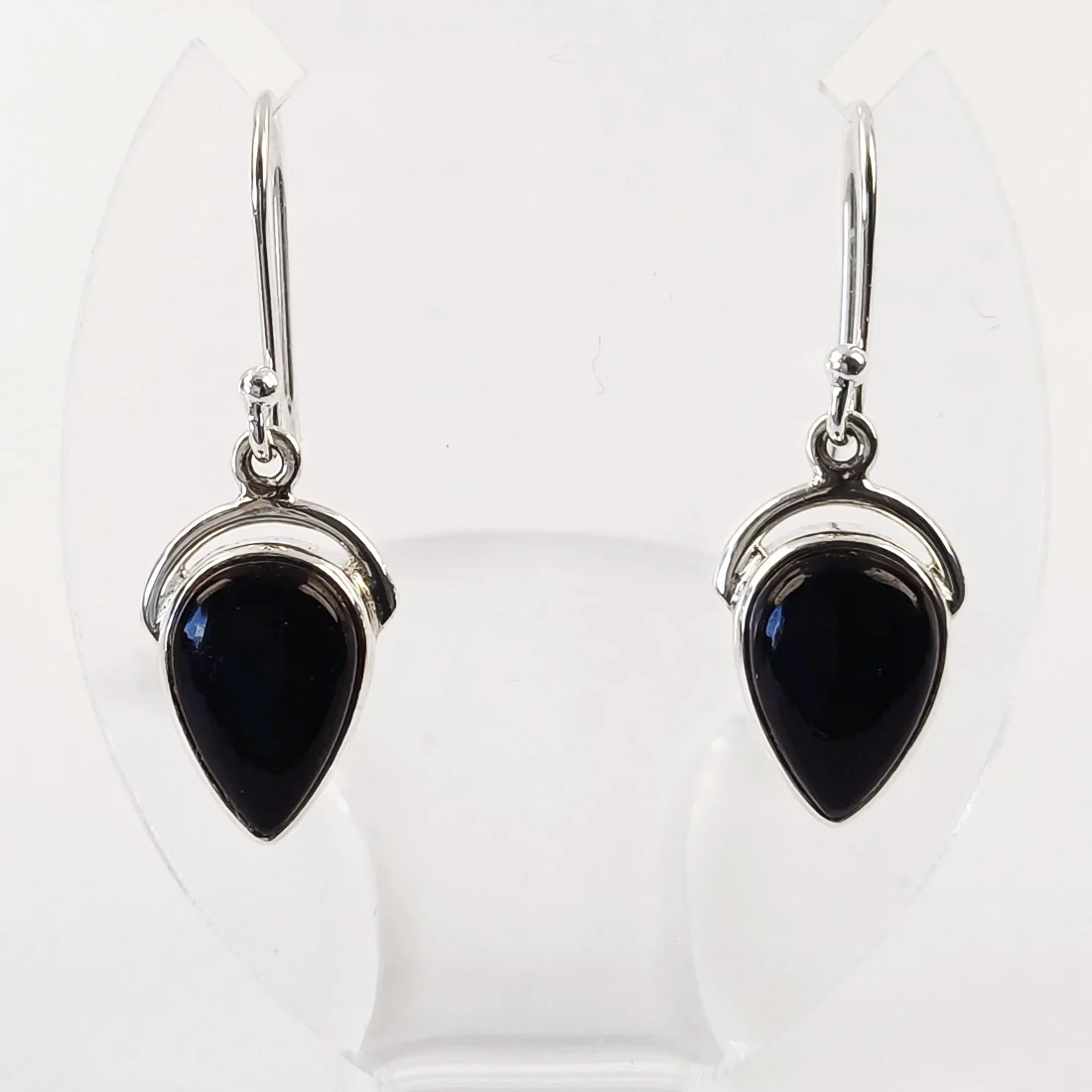 Black Tourmaline Reversed Drop Earrings in 925 Sterling Silver