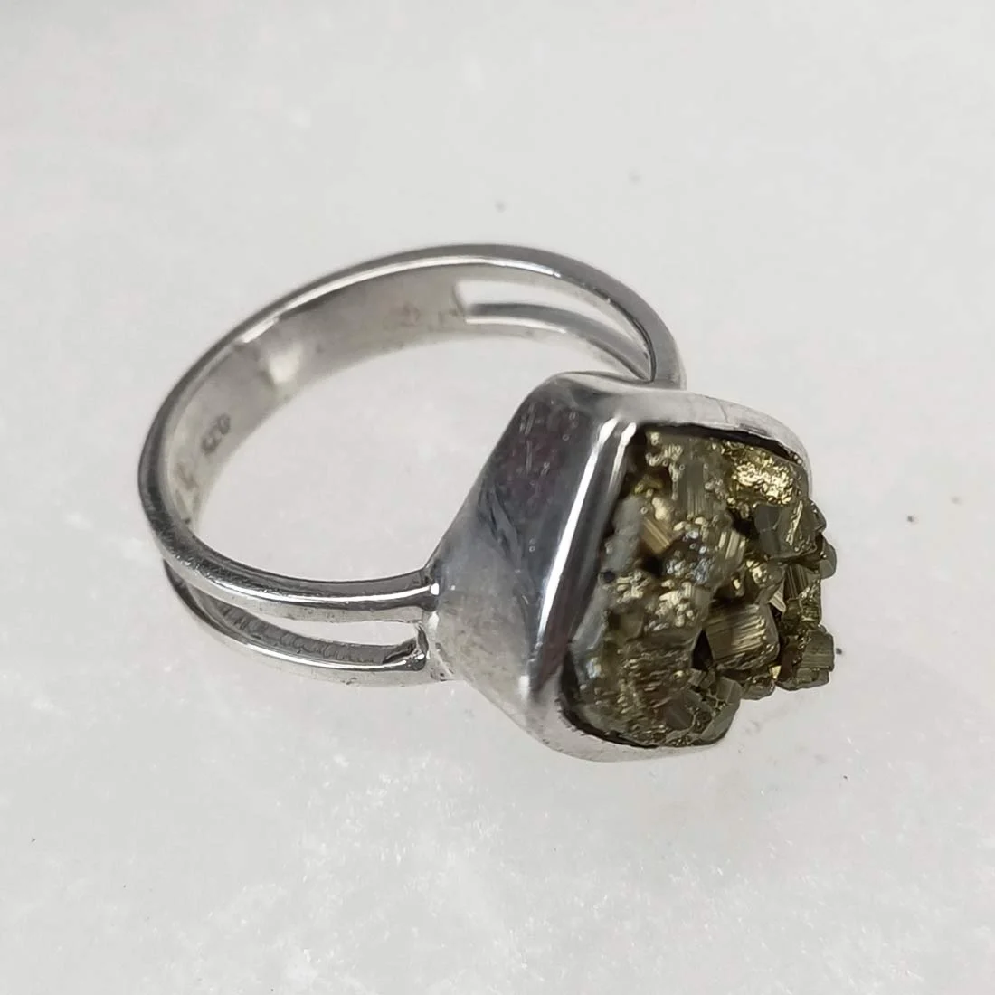 Pyrite – Rough Crystals Ring – 925 Sterling Silver