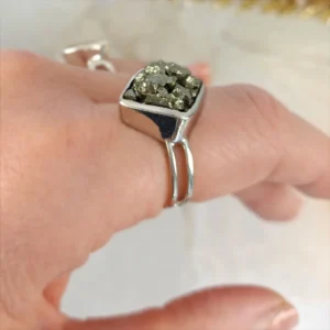 Pyrite Rough Shape Ring in 925 Sterling Silver