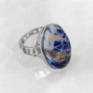 Sodalite Oval Ring – 925 Sterling Silver