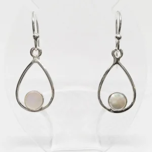 White Shell Loop Earrings – 925 Sterling Silver