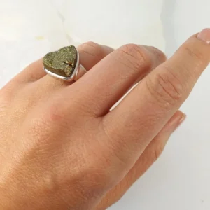 Pyrite - Rough - Triangular Ring - 925 Sterling Silver