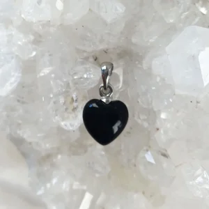 Black Spinel heart pendant set in 925 sterling silver