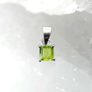 Natural Peridot square pendant set in 925 sterling silver