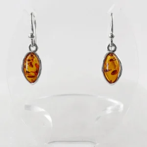 Amber Delicate Oval Earrings – 925 Sterling Silver