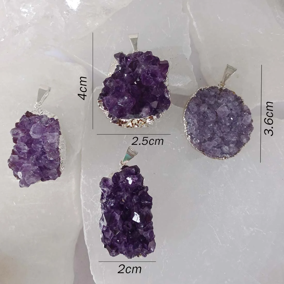 Amethyst Druzy Pendant - Silver Plated Setting - Image 3