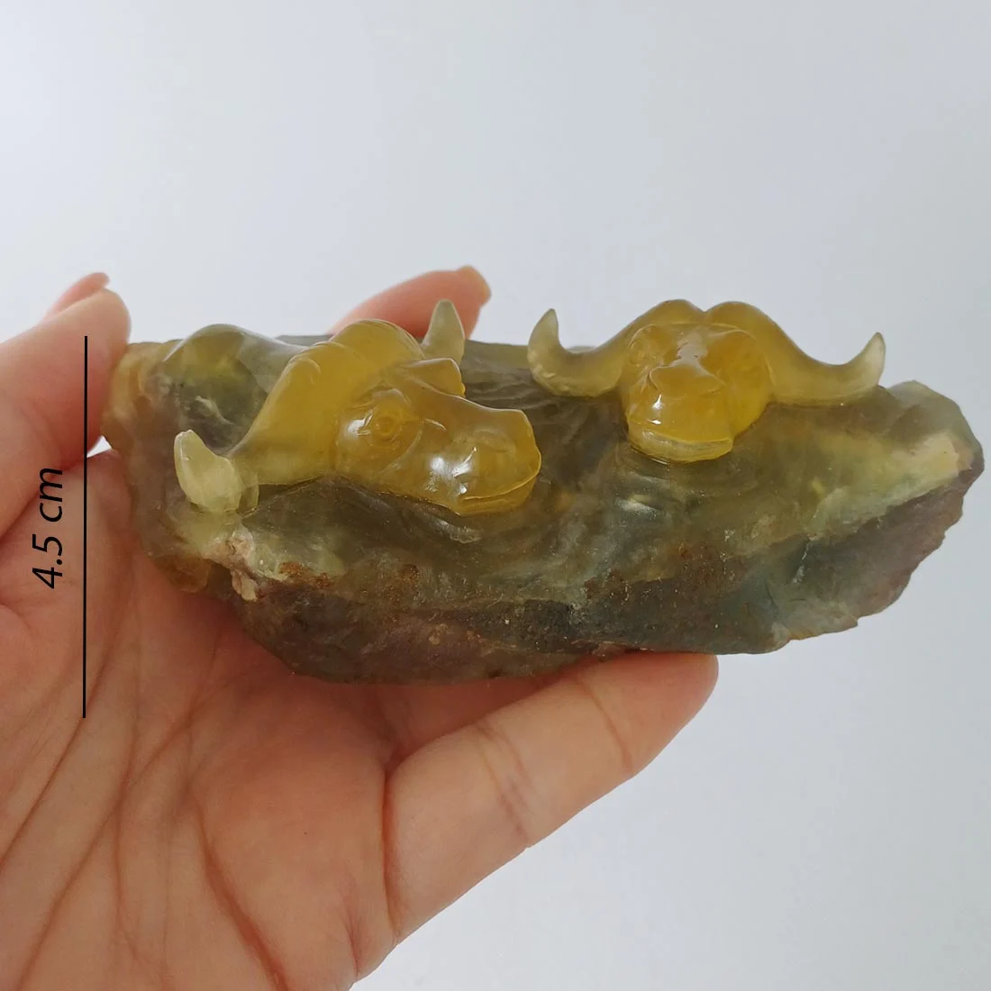 Fluorite Oxen Carving – Palm size