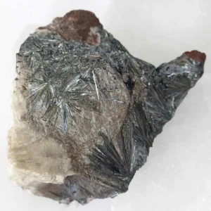 raw pyrolusite crystal from morocco dark metallic grey natural mineral