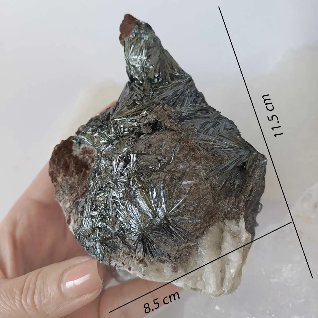 raw pyrolusite crystal from morocco dark metallic grey natural mineral