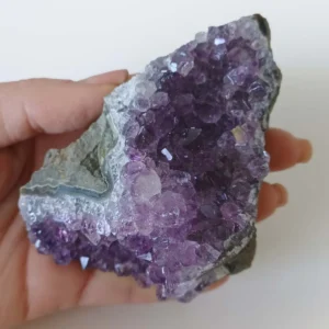 Natural Amethyst crystal cluster from Brazil with purple quartz crystal points