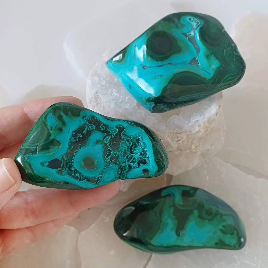 Chrysocolla tumbled stone with natural blue-green and turquoise colours